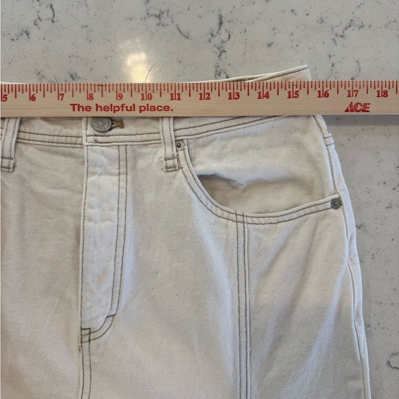 Free People We The Free Mambo Denim Midi Skirt Fringe hem 31 White wash New - Picture 8 of 16